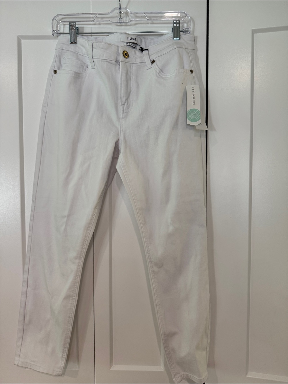 pistola White High-Rise Straight Jeans
